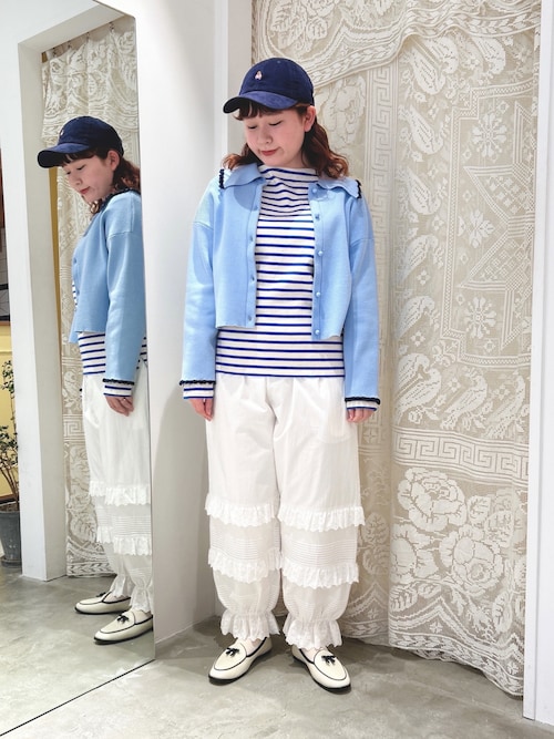 ☆新品☆child woman チェリー刺繍シャツ CHILD WOMAN（チャイルドウーマン） tシャツ 16/2空紡糸ボーダー