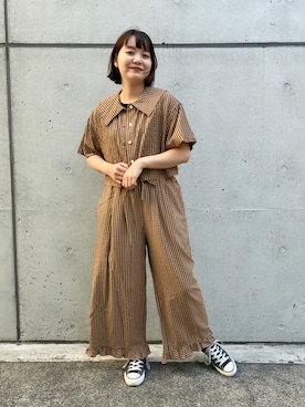 「アイテム（ブラウン系）」を使った、Dot&Stripes CHILDWOMANさん（レディース・160cm）の夏コーディネート