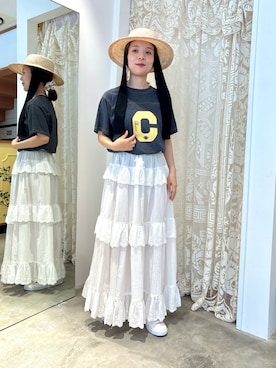「CHILD WOMAN（チャイルドウーマン）のアイテム」を使った、Dot&Stripes CHILDWOMANさん（レディース・149cm）の夏コーディネート