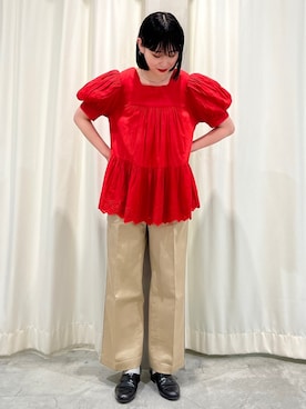 「バルーン袖」｜Dot&Stripes CHILDWOMANさん（レディース・158cm）の夏コーディネート