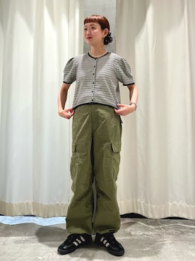 「アイテム（カーゴパンツ）」を使った、Dot&Stripes CHILDWOMANさん（レディース・160cm）の夏コーディネート