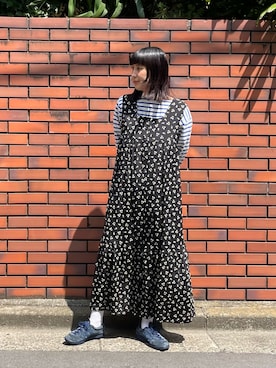 「ノースリーブ」｜「アイテム（ワンピース/ドレス、ブラック系）」を使った、Dot&Stripes CHILDWOMANさん（レディース・156cm）の秋コーディネート