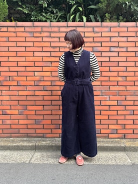 「アイテム（オールインワン・サロペット）」を使った、Dot&Stripes CHILDWOMANさん（レディース・160cm）の秋コーディネート