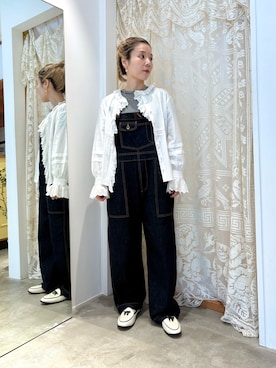 「アイテム（オールインワン・サロペット）」を使った、Dot&Stripes CHILDWOMANさん（レディース・149cm）の秋コーディネート