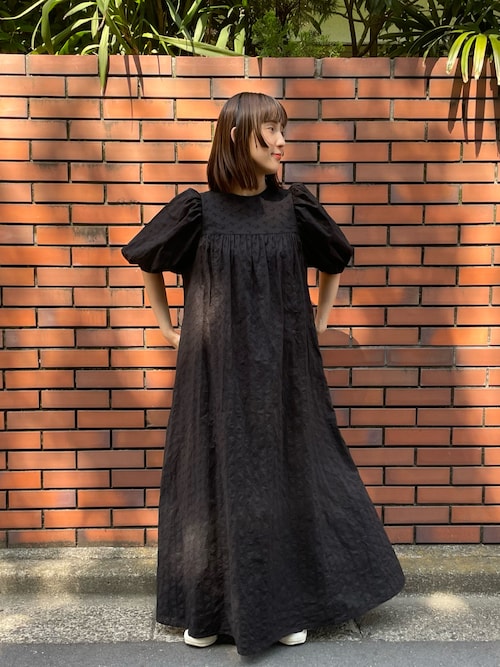 ブラミンク　花柄刺繍ワンピース　パフスリーブ　マキシ丈 forksy.（フォルクシー）の「【forksy.】【オケージョン対応