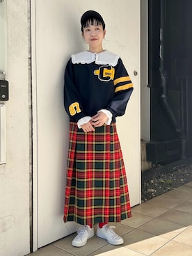 「アイテム（スウェット）」を使った、Dot&Stripes CHILDWOMANさん（レディース・161cm）の秋コーディネート
