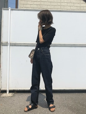 「GRL（グレイル）のチェーンフラップショルダーバッグ（ショルダーバッグ）」を使った、yurieさん（レディース・156cm）の夏コーディネート