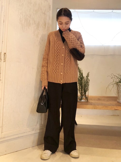 ドゥロワー Drawer ミンクパッチ カーディガン ニット ブラミンク