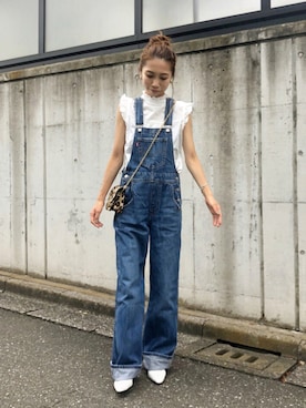 「Levi's（リーバイス）のアイテム（サロペット/オーバーオール）」を使った、yurieさん（レディース・156cm）の夏コーディネート