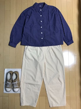 「PAR ICI（パーリッシィ）のアイテム（シャツ/ブラウス）」を使った、ばたこさん（レディース・158cm）の春コーディネート