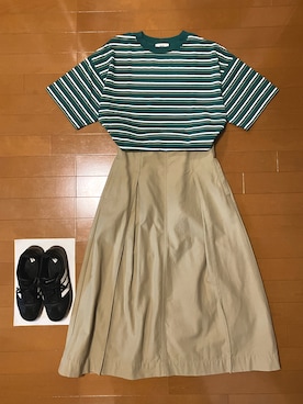 「ボーダーTシャツ」｜ばたこさん（レディース・159cm）の秋コーディネート