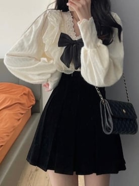 「デザイントップス」｜「アイテム（セットアップ）」を使った、dwstyle_storeさん（レディース・161cm）の冬コーディネート