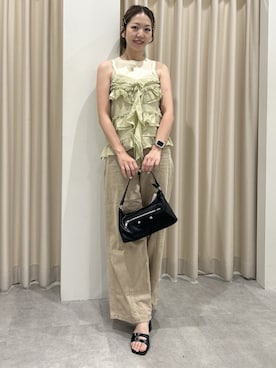 「FREE'S MART（フリーズマート）の◆ワッフルアメスリショート丈タンク（Tシャツ/カットソー、ホワイト系）」を使った、mayaさん（レディース・160cm）の夏コーディネート