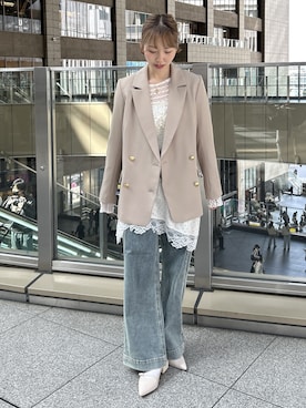 「FREE'S MART（フリーズマート）の◇【累計販売6万本突破！選べる6色】【4サイズ展開XS-L] ベーシックワイドデニムパンツ【低身長サイズ有】【Lサイズ有】（デニムパンツ、ブルー系）」を使った、mayaさん（レディース・160cm）の春コーディネート