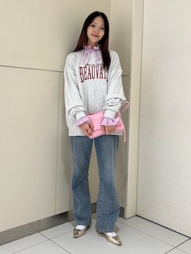 「FREE'S MART（フリーズマート）のアイテム（スウェット）」を使った、mayaさん（レディース・160cm）の春コーディネート