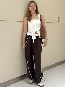 「FREE'S MART（フリーズマート）のハーフムーンバッグ（ハンドバッグ）」を使った、mayaさん（レディース・160cm）の夏コーディネート