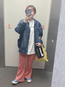 「GRL（グレイル）のアイテム（デニムジャケット）」を使った、るみっぺさん（レディース・150cm）の春コーディネート