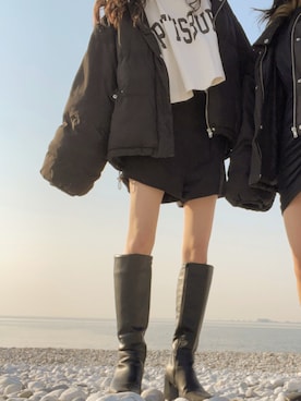 「アイテム（ダウンジャケット/コート）」を使った、rimさん（レディース・157cm）の春コーディネート