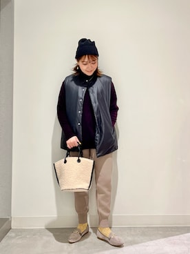 「SonnyLabel」｜「アイテム（ニットキャップ/ビーニー）」を使った、asamiさん（レディース・164cm）の秋コーディネート