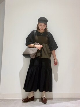 「RODE SKO」｜「アイテム（ハンチング/ベレー帽）」を使った、asamiさん（レディース・164cm）の秋コーディネート