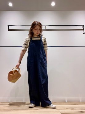 「アイテム（サロペット/オーバーオール）」を使った、asamiさん（レディース・164cm）の夏コーディネート