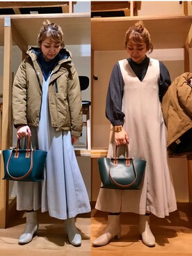 「URBAN RESEARCH Sonny Label（アーバンリサーチサニーレーベル）のアイテム（ジャンパースカート）」を使った、asamiさん（レディース・164cm）の秋コーディネート