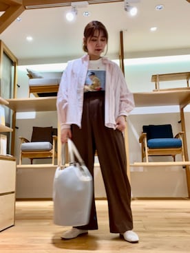 「FORK&SPOON（フォークアンドスプーン）のアイテム（Tシャツ/カットソー、ホワイト系）」を使った、asamiさん（レディース・164cm）の春コーディネート