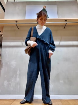 「FORK&SPOON（フォークアンドスプーン）のFORK&SPOON　ベアジャージータートルネックプルオーバー（Tシャツ/カットソー、ホワイト系）」を使った、asamiさん（レディース・164cm）の秋コーディネート