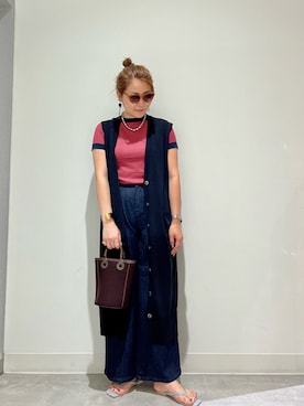 「OOPS（ウップス）のアイテム（トップス）」を使った、asamiさん（レディース・164cm）の夏コーディネート