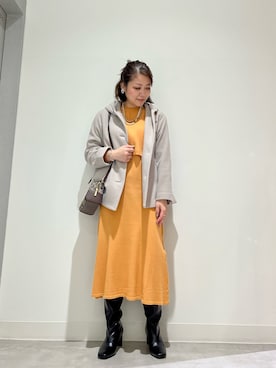 「フードコート」｜「アイテム（ワンピース/ドレス）」を使った、asamiさん（レディース・164cm）の冬コーディネート