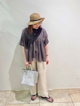 「URBANRESEARCH」｜「アイテム（帽子）」を使った、asamiさん（レディース・164cm）の夏コーディネート