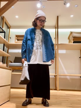 「アイテム（ニットキャップ/ビーニー）」を使った、asamiさん（レディース・164cm）の秋コーディネート