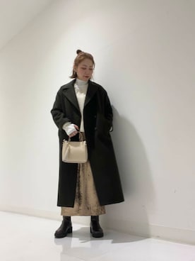 「アイテム（チェスターコート）」を使った、asamiさん（レディース・164cm）の冬コーディネート