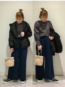 「RODE SKO」｜「アイテム（スリッポン）」を使った、asamiさん（レディース・164cm）の冬コーディネート