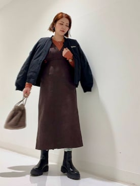 「アイテム（その他アウター、ブラック系）」を使った、asamiさん（レディース・164cm）の秋コーディネート