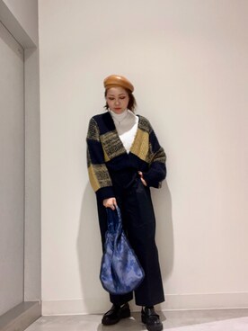 「SMELLY（スメリー）のアイテム（ハンチング/ベレー帽）」を使った、asamiさん（レディース・164cm）の秋コーディネート