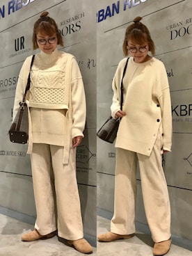 「スリッパ」｜「アイテム（パンツ）」を使った、asamiさん（レディース・164cm）の冬コーディネート