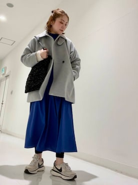 「doors」｜「アイテム（ステンカラーコート）」を使った、asamiさん（レディース・164cm）の冬コーディネート