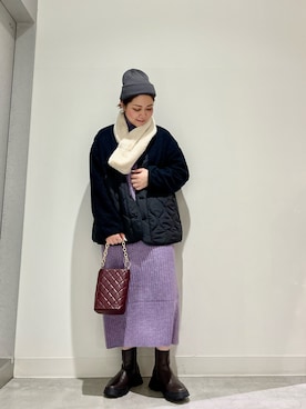 「SonnyLabel」｜「アイテム（ニットキャップ/ビーニー）」を使った、asamiさん（レディース・164cm）の冬コーディネート
