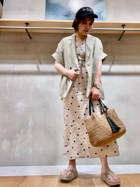 「KBF（ケイビーエフ）のアイテム（ジャケット/アウター）」を使った、asamiさん（レディース・164cm）の夏コーディネート