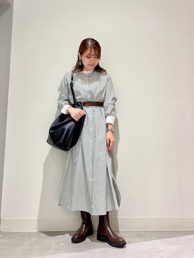 「URBAN RESEARCH Sonny Label（アーバンリサーチサニーレーベル）のアイテム（シャツワンピース）」を使った、asamiさん（レディース・164cm）の秋コーディネート