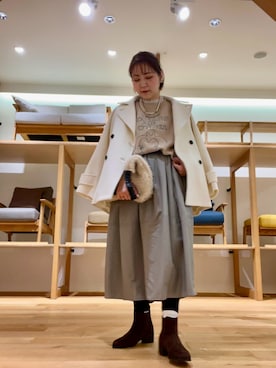 「アイテム（ピーコート）」を使った、asamiさん（レディース・164cm・30代）の冬コーディネート