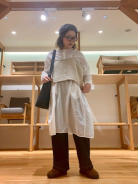 「アイテム（チュニック）」を使った、asamiさん（レディース・164cm）の秋コーディネート