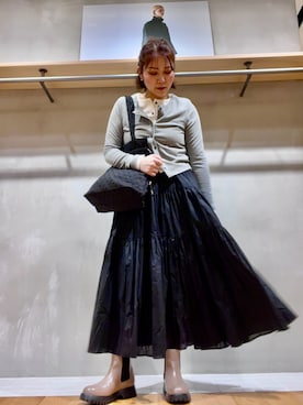「URBAN RESEARCH Sonny Label（アーバンリサーチサニーレーベル）の汗ジミ防止レイヤードライクカットプルオーバー（Tシャツ/カットソー、グレー系）」を使った、asamiさん（レディース・164cm）の秋コーディネート