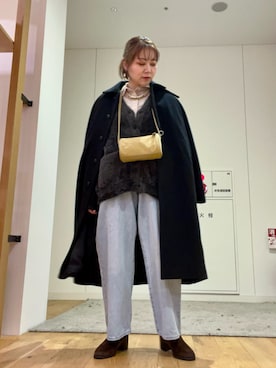 「アイテム（ステンカラーコート）」を使った、asamiさん（レディース・164cm・30代）の冬コーディネート