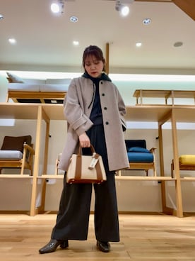 「アイテム（その他アウター、ベージュ系）」を使った、asamiさん（レディース・164cm）の冬コーディネート