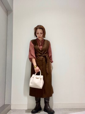 「アイテム（ワンピース/ドレス）」を使った、asamiさん（レディース・164cm・30代）の秋コーディネート