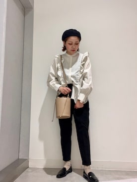 「RODE SKO」｜「アイテム（ハンチング/ベレー帽）」を使った、asamiさん（レディース・164cm）の秋コーディネート
