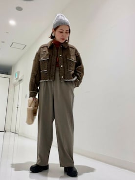 「アイテム（その他アウター、ブラウン系）」を使った、asamiさん（レディース・164cm）の秋コーディネート