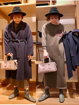 「アイテム（ローファー、グリーン系）」を使った、asamiさん（レディース・164cm）の冬コーディネート